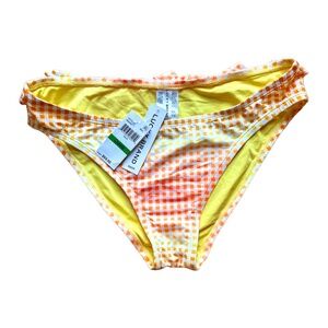 Lucky Brand Bikini Bottom Orange & Yellow Shepard’s Check Ruffle Butt Sz L Large